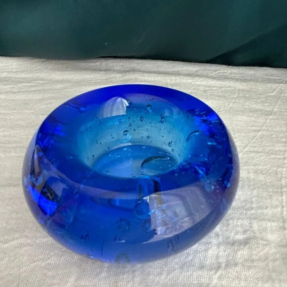 Blue Controlled Bubble IKEA Votive Candle Holder Paperweight